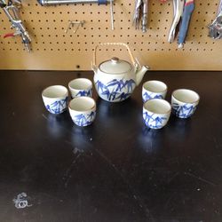 Blue  Bamboo Tea Set 