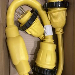 Parkworld 692033 Combiner Marine Shore Power Y Adapter (2) L5-30P Plug 30A Plug to SS2-50R Female 50A Twist Lock Connector (3FT)