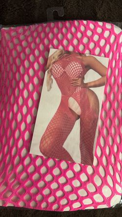 Sexy hot pink fishnet bodysuit