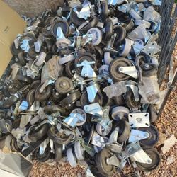 Heavy-duty swivel casters with brakes, various sizes, $10 each