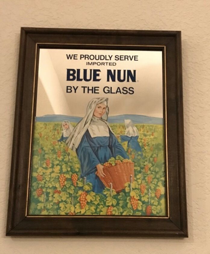 Vintage! Blue Nun bar mirror