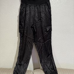 Black Satin Joggers 