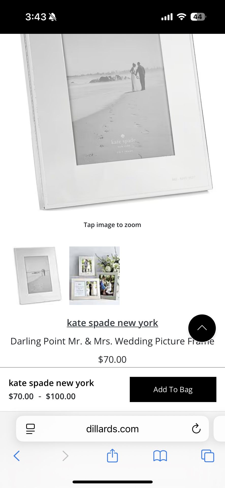 Kate Spade Lenox 5x7 Mr And Mrs Photo Frame Wedding Gift
