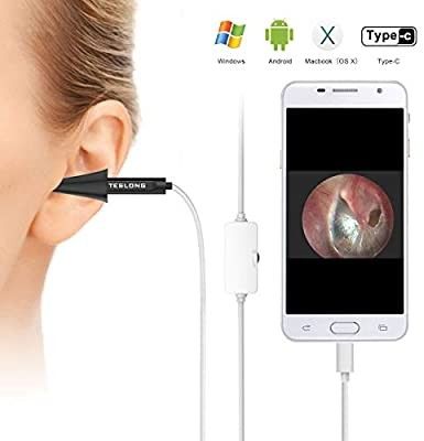 Otoscope USB Ear Otoscope Inspection Camera with 6 LED Lights for Android Samsung LG Sony Smartphones Mac and PC