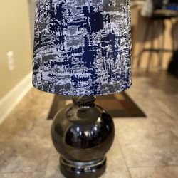 Gorgeous Pot Belly Lamp, with multicolored Shade.