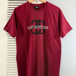 Stussy International Burgundy T-Shirt Size Medium