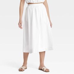 A New Day White Midi A-Line Skirt