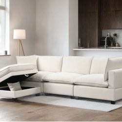 New In Box SAME DAY DELIVERY Boucle Cloud Sectional Modular Couch 4 Piece 