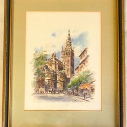 #Original 1960s Asterio Pascolini Impressionist Art Lithograph Sevilla Cathedral Spain