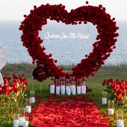Red Proposal Heart Arch With Decor 