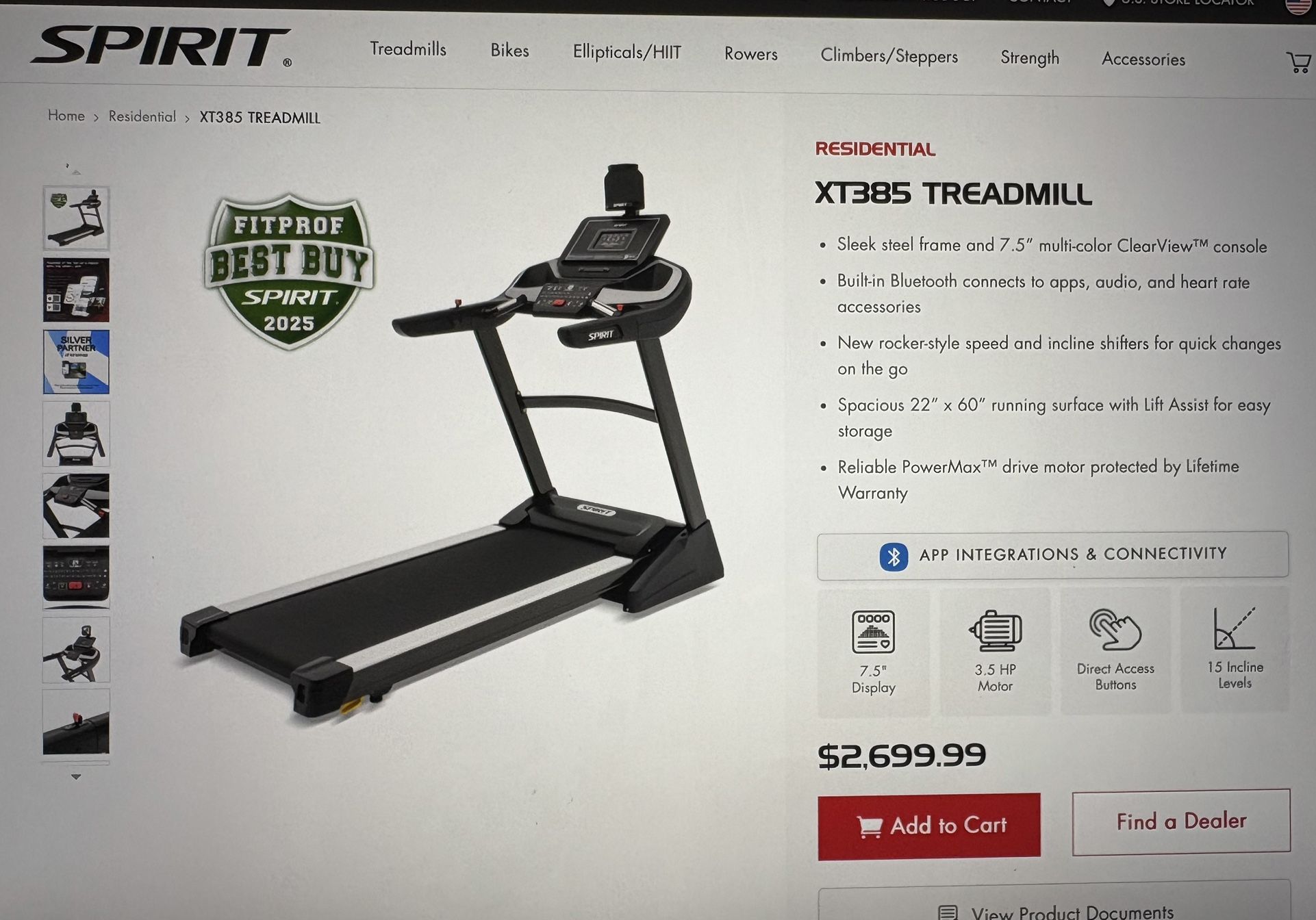 Spirit XT Treadmill Like New