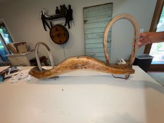 Antique wooden horse ox yolk or harness Hayes collar piece vintage primitive Americana rustic farm  Please see all pictures damage to the right side G