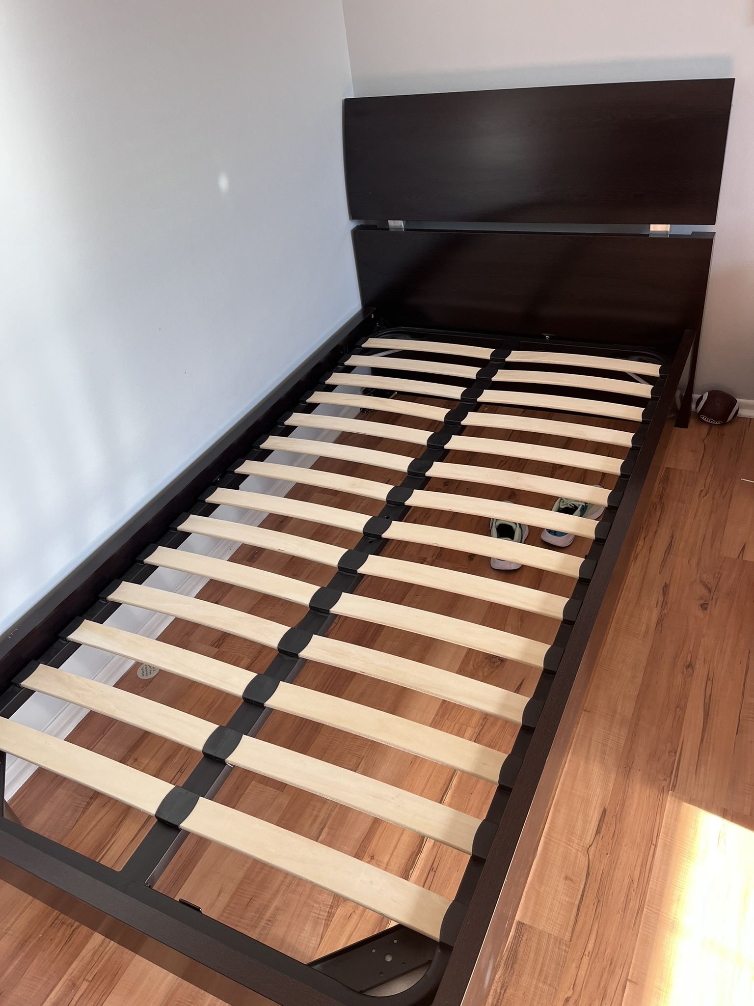 Twin Bed Frame, Wood And Metal Frame, Strong And Firm