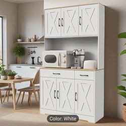 New In A Box, 67''H Kitchen Pantry Cabinet, Tall Cabinet with Drawer, Doors, Outlet for Kitchen, Living Room Storage Rack, Kitchen Cupboards, Pantry S