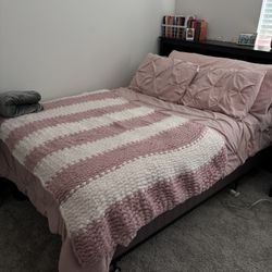 Queen mattress, box spring, bed frame, and Headboard with storage SET! 