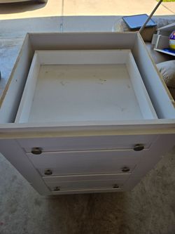 White Wood Dresser with Three Drawers