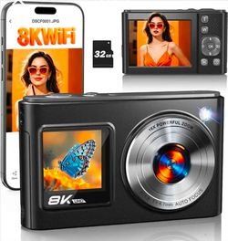 8K UHD Digital Camera with WiFi and 32GB Card