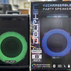 Dolphin 8” Rechargeable Bluetooth Speaker With Wired microphone 