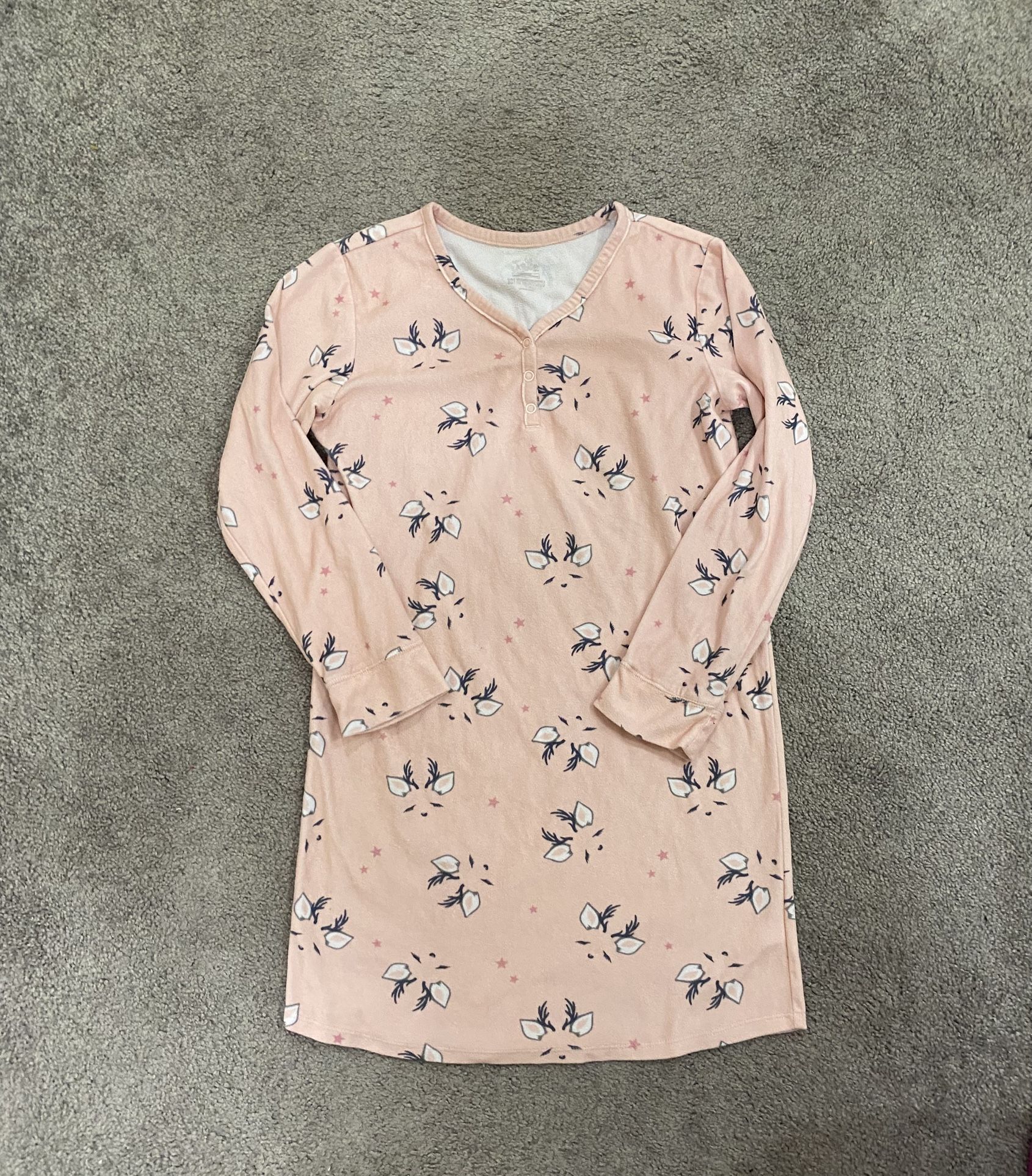 Girls Justice Pink Deer Fleece Nightgown Size 12