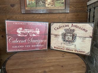 Vintage French Wine Label Wall Signs Set of 2