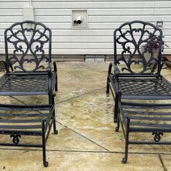 2 Patio Captain Chairs With Ottomans