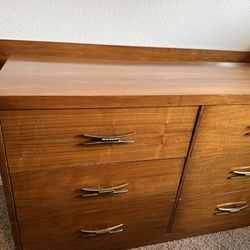 Mid Century Modern Antique Bedroom Furniture- Dresser Without Mirror, Chest Of Drawers and Headboard