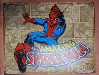 The Amazing Spider-Man Metal Sign - Wall Decor - Tin Sign - 12.5" x 16"