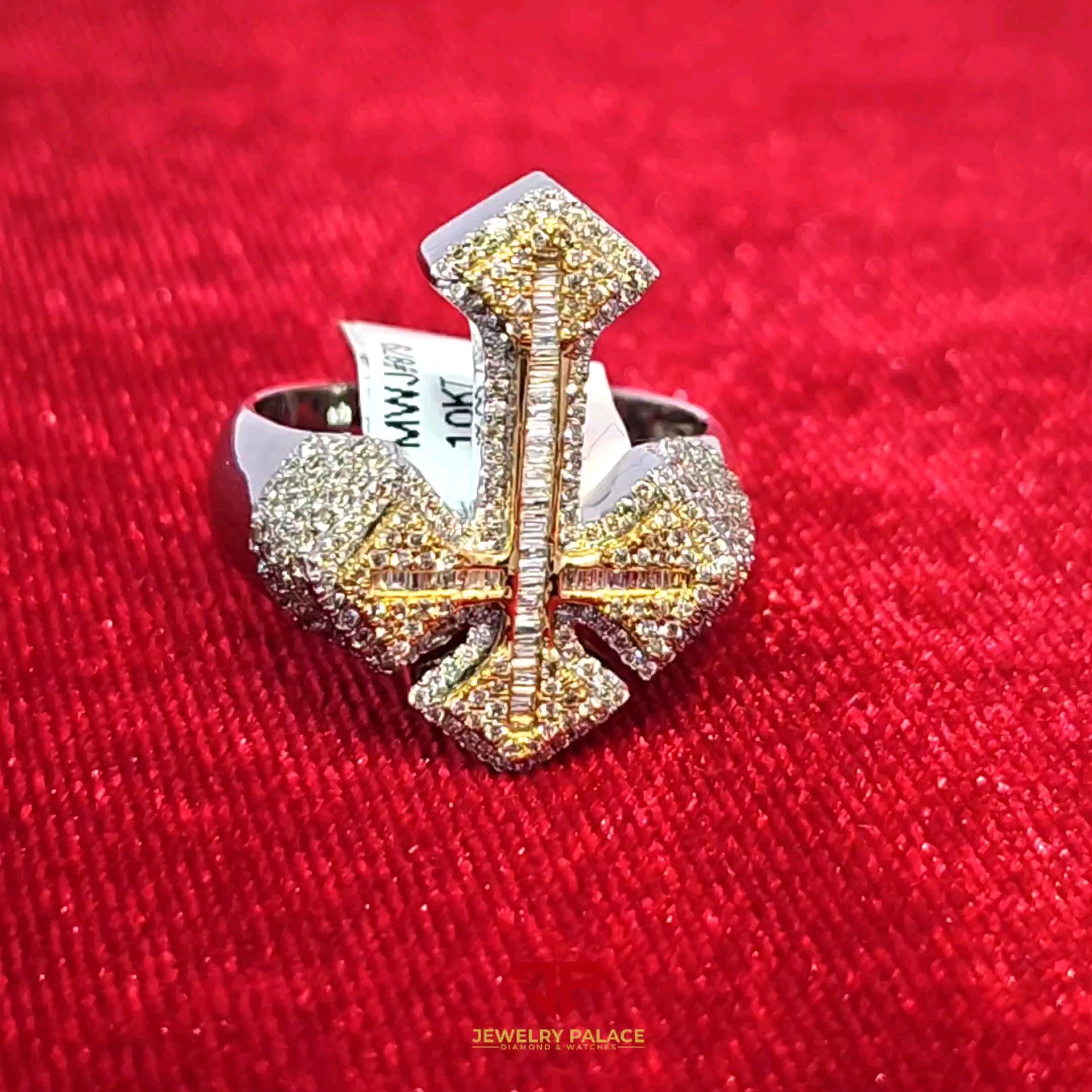 Elegant Gold Cross Ring 10K White Gold and 1.2 CTW Diamonds