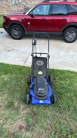 Blue electric Kobalt lawn mower