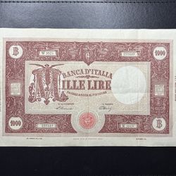 1947 Italy Large Sized "Grande M" 1000 Lire Banknote