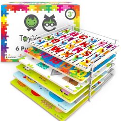 Wooden Puzzles Set With RACK - 6 PACK