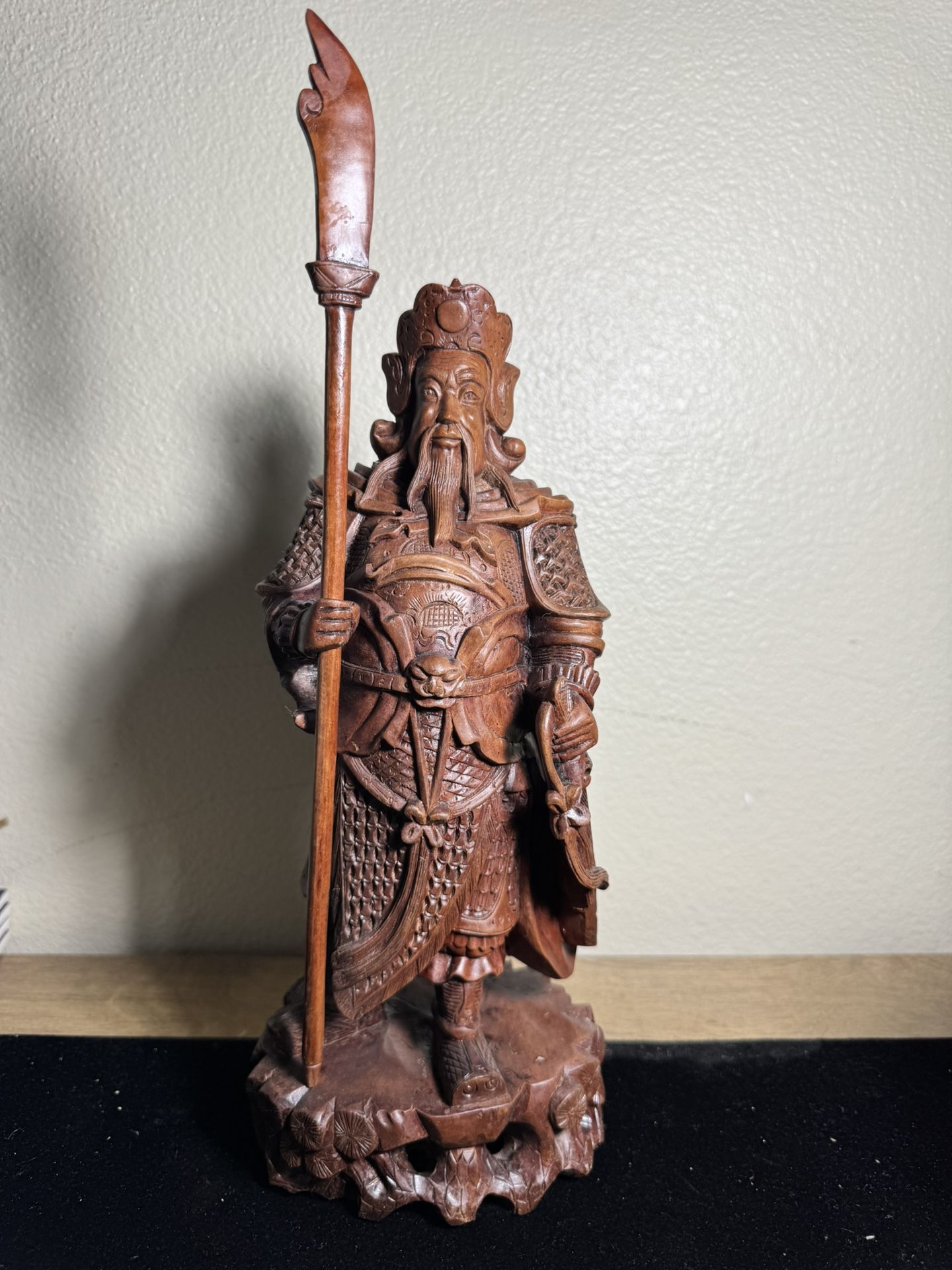 High Quality Qing Dynasty Chinese Hard Wood Shoulao Statue