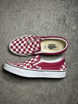 Vans Classic Slip‑On Checkerboard — Red And White W8 / M6.5 — Good Used