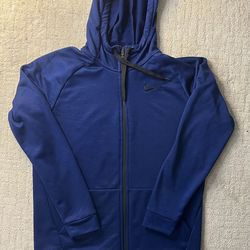 Mens Nike Blue Zip-up Hoodie-Medium