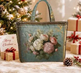 Large Quilted Floral Tote Bag