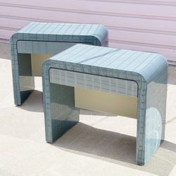 Vintage Blue Croc Nightstands 