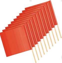 10 Pcs 24" x 24" Safety Flag Traffic Warning Flag with 35'' Wooden Dowel for Trucks Trailer. New