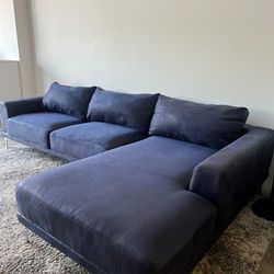 LIKE NEW Modern - Navy blue sectional with chaise 2 piece
