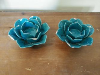Blue Candle Holder Flowers