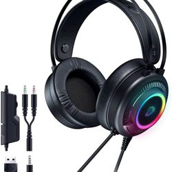 3.6mm Gaming Headset With USB for RGB Lighting, Stereo Sound With Noise-cancelling Mic