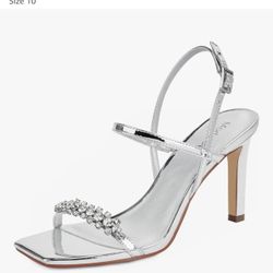 Silver  Heels With Rhinestones