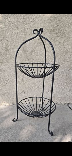🤩 21" Two Tier Metal Iron Fruit Basket Stand Countertop Display Organizer.