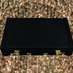 Custom Design Fine Art Credit ID Card Case Briefcase Original Black Leather Gold