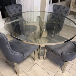 Acrylic/Chrome Dining Table  5 Chairs  