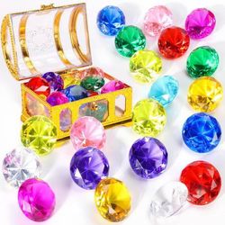 new Diving gem Pool Toys Sand Toys,16 Big Colorful Diamond with Pirate Treasure Chest Summer Training Swimming Diving Underwater Toy Children's Game G