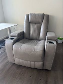 Leather Power Recliner with LED Lighting