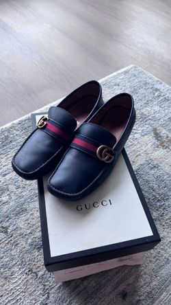 Gucci Leather Loafers with Web Stripe - Size 11/11.5 - Men