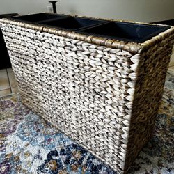 Planter Box - Holds 3 Plants - 30 x 10” - Jute/ Wicker Natural Material 