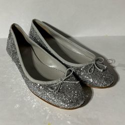 J Crew Glitter Ballet Flats Shoes Womens Size 7 Made In Italy 
