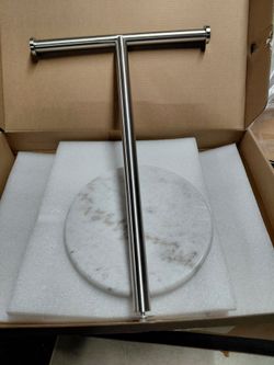 Cpuntertop t shaped paper roll holder with marble base in stainless steel